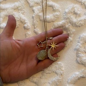 “24” long chain gold necklace with crystal charms